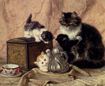 Henriette Ronner Knip Painting - Teatime For Kittens animal cat Henriette Ronner Knip